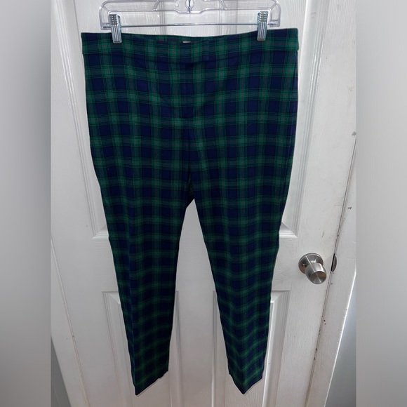 Like New Vineyard Vines Womens Ankle Pants Blue Green Plaid Wool Blend Size 10 - Picture 2 of 5